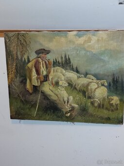 Obraz.olejomalba.bača z ovcami.K.Barčák - 4