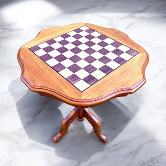 Krásny drevený šachový stolík, top stav, V62x55x55 - 4