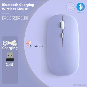 Bezdrôtová nabíjateľná bluetooth myš - fialová - 4