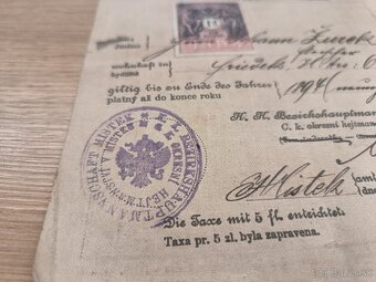 Poľovnícky lístok, Honební lístek, 1895 Rakúsko Uhorsko - 4