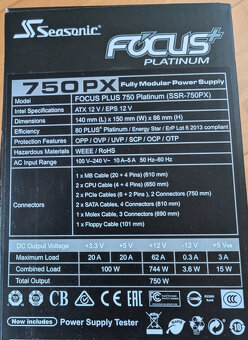 Zdroj Seasonic 750W Platinum extra tichy - 4