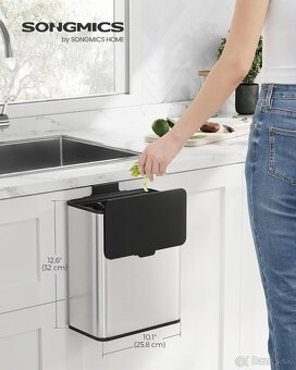 SONGMICS závesný kôš na odpad 8l – strieborný, nový - 4