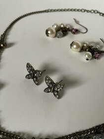 Antická mosadz náhrdelník a 2 sety náušníc - 4