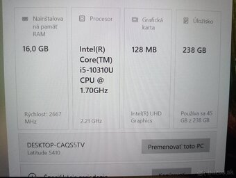 predám Dell Latitude 5410 , Intel core i5 ,ssd ,16gb ram - 4
