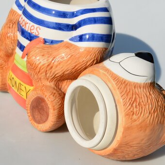 Veľká vintage porcelánová dóza na cukríky, keksy - medveď - 4