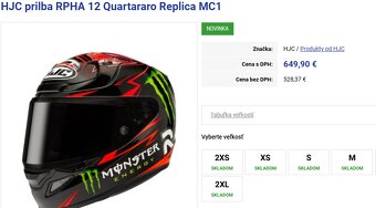 Predám HJC prilba RPHA 12 Quartararo Replica MC1 vel.M - 4