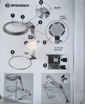 Stolná lupa s osvetlením Bresser - 2x; 4x (120 mm) - 4