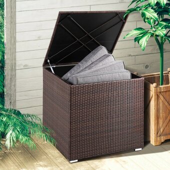 Záhradný ratanový úložný box 75x75x70cm čierny, sivý a hnedý - 4