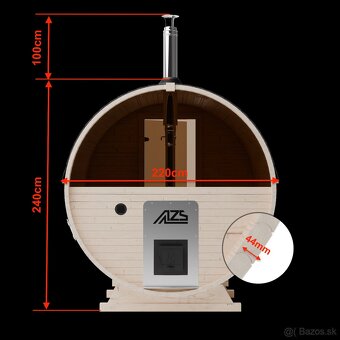 ZÁHRADNÁ SUDOVÁ SAUNA 240 cm 2KRp (Panorama) - 4