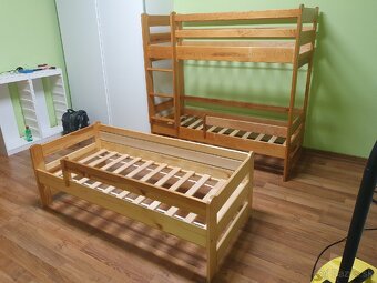 Detská posteľ 170cm x 60cm, borovica-masív, rošty + matrac - 4