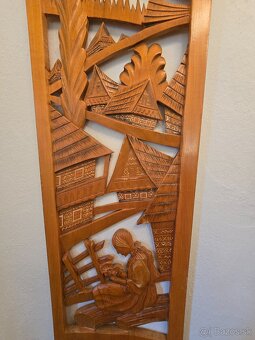 Drevený obraz slovenská dedina - 4