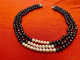 Trojradový perlový náhrdelník - pravé perly - 4