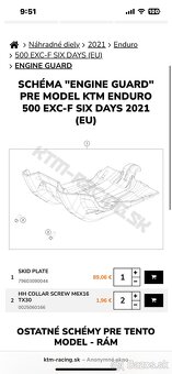 Ktm exc 450/500 2017-23’ kryt motora six days - 4