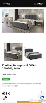 Šedá posteľ 200x200 - 4