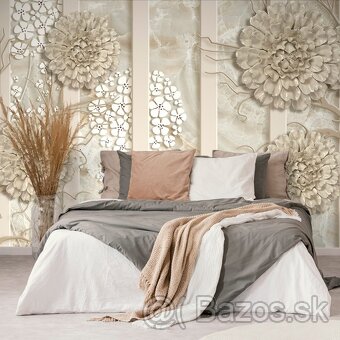 Béžová tapeta s kvetmi - 300 x 270 cm - 4
