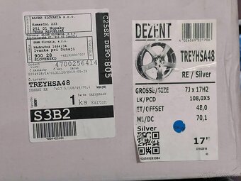 Alu disky DEZENT 17 5x108 – novy stav, 2ks, strieborné - 4