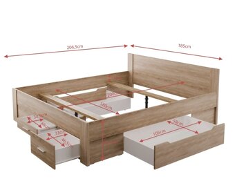 Postel 180x200, dub Sonoma - 4