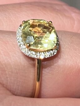 Zlatý Prsteň diamanty a Peridot - 4