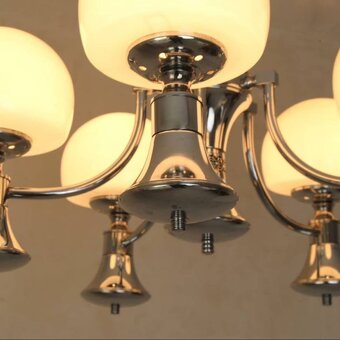 Art Deco sklenený chrómovaný luster - 4