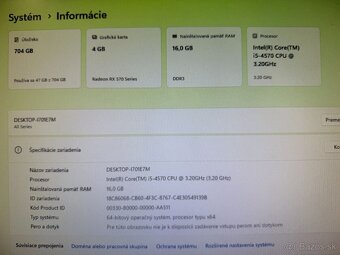 Herný počítač i5-4570/16GB RAM/RX 570 4GB - 4