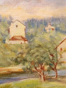 Obraz J. Rybář, Týnec nad Sázavou, olej na desce 49x63 - 4