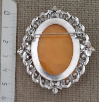 Brošne - polodrahokamy- achát, jadeit jantárový - 4