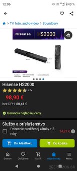 Predám nový soundbar Hisense HS2000 - 4