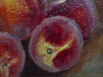 Predám starožitný obraz olej na dreve zátišie 28x24cm - 4