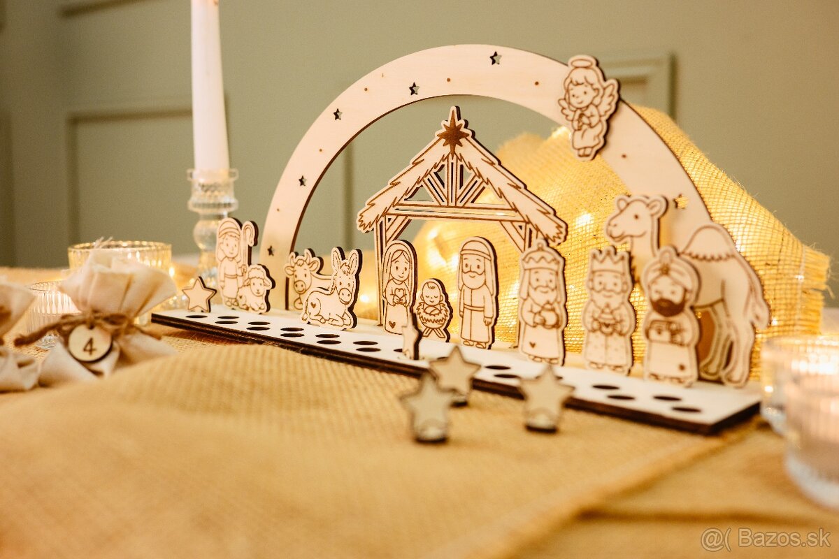 Adventný kalendár - drevený Betlehem - 5