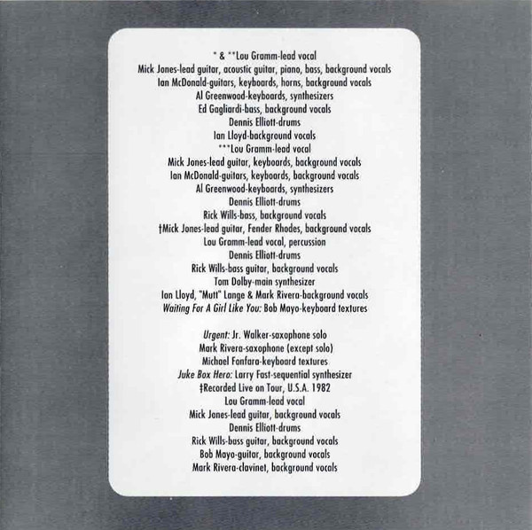CD Foreigner – Records 1982 - 5