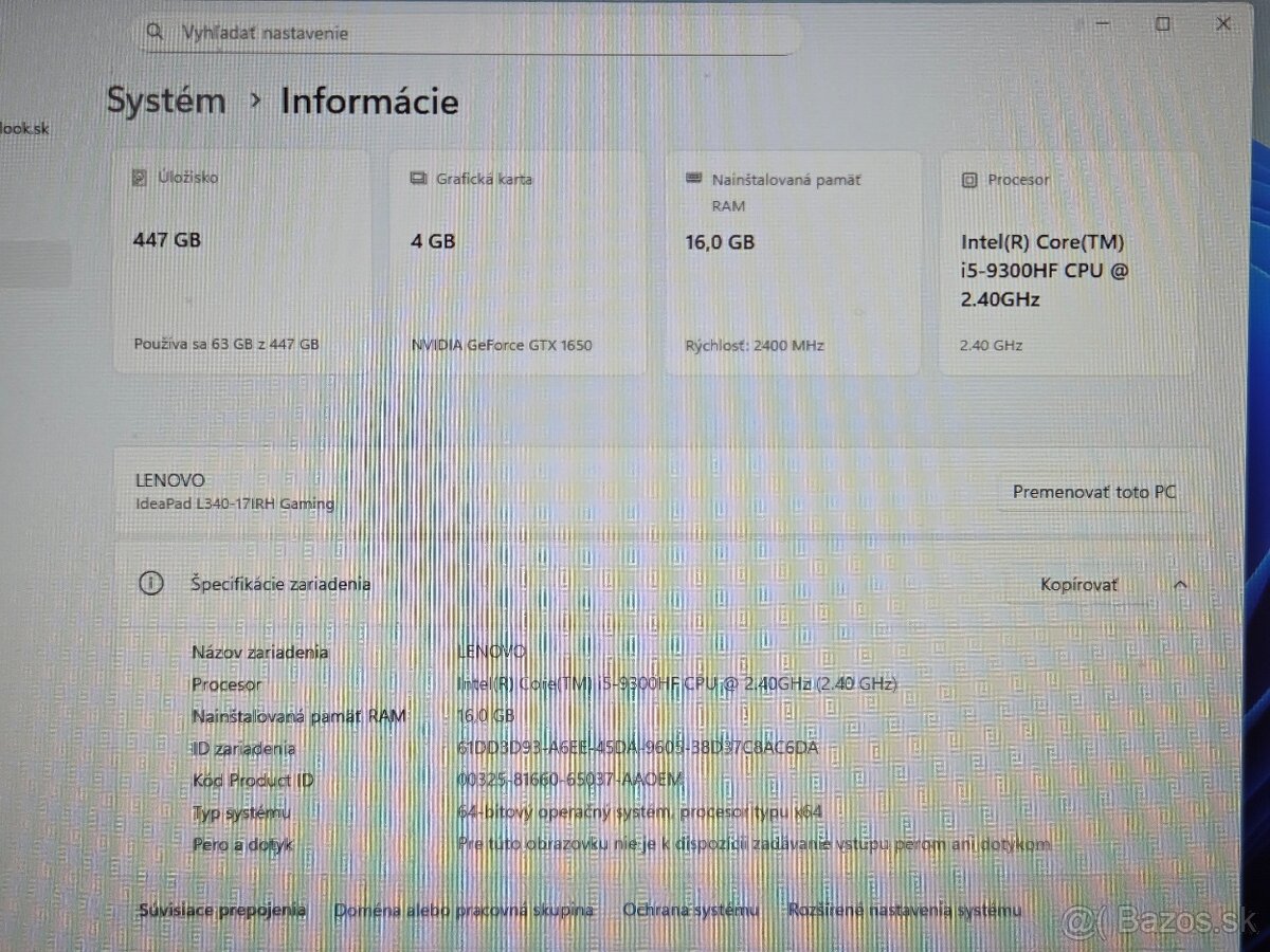 LENOVO Ideapad - 17", NVIDIA 4GB, 16GB RAM, INTEL i5, WIN11 - 5