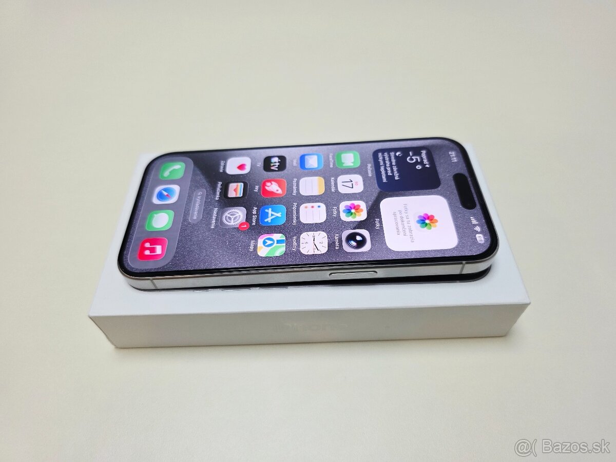 APPLE IPHONE 15 PRO 128GB WHITE TITANIUM, BATERKA 100% - 5