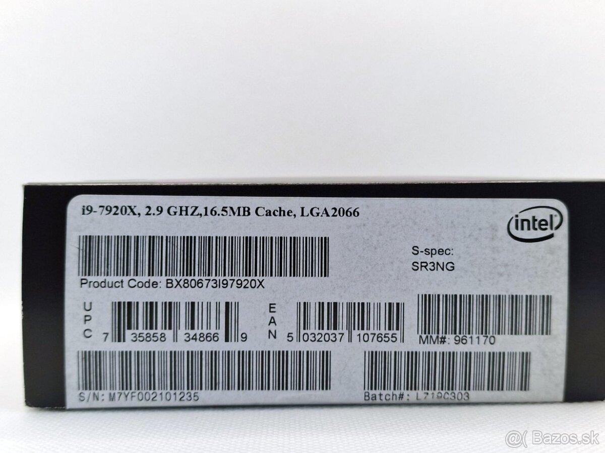 CPU i9-7920X, 2.9 GHZ,16.5MB Cache, LGA2066 - 5