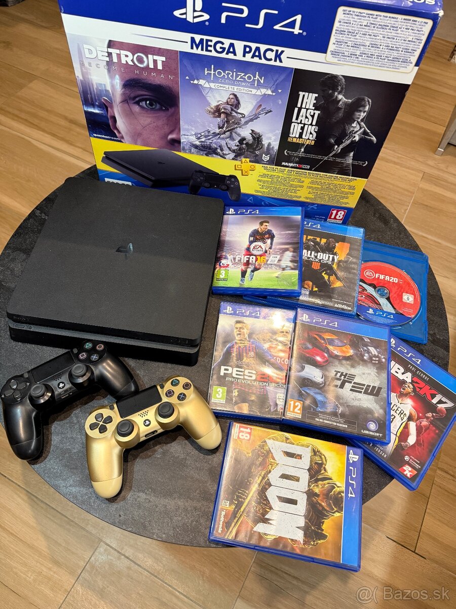 PlayStation 4 Slim + 2 ovládače + 7 hier + krabica - 5