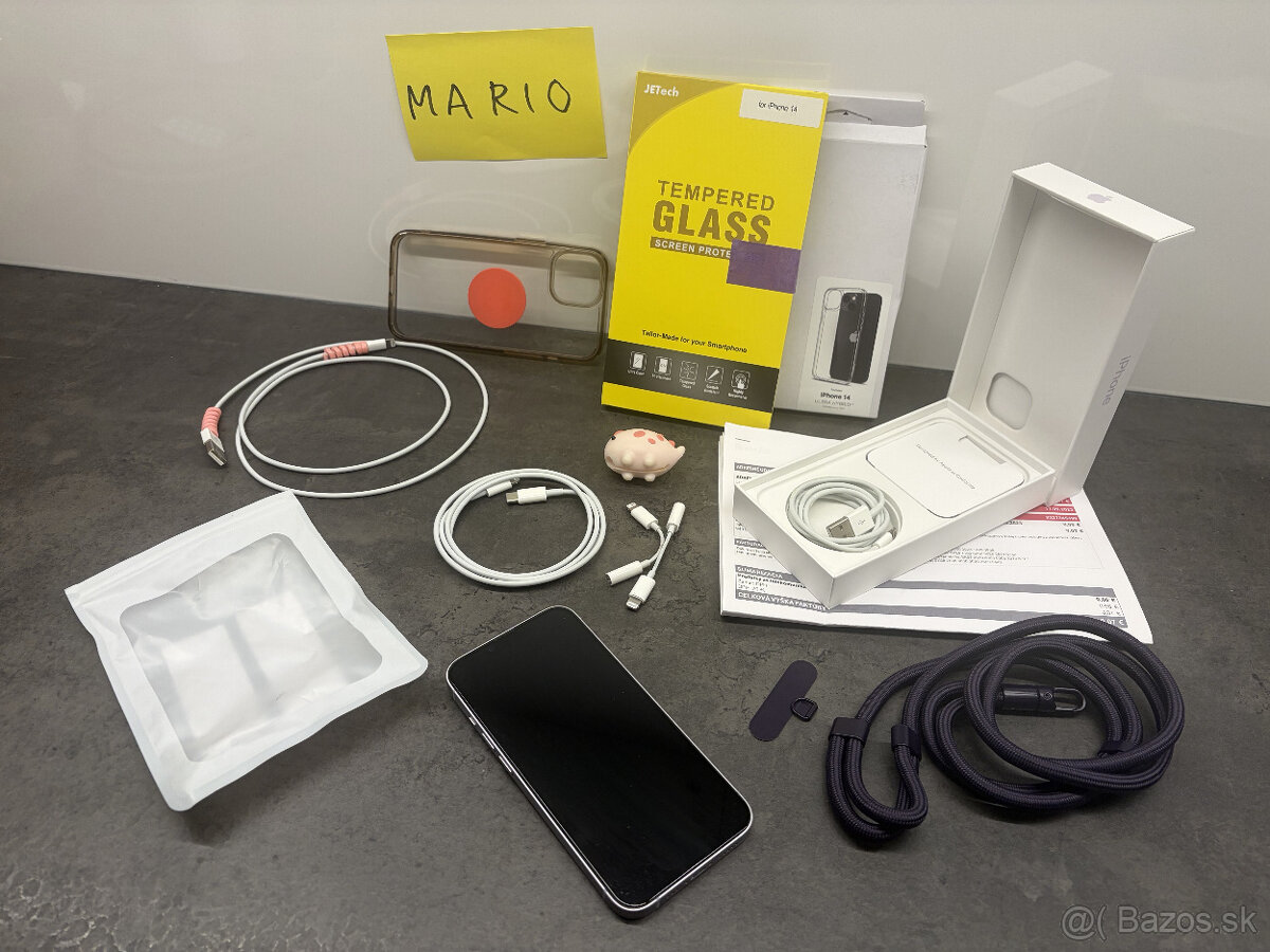 Fialovy iPhone 14 128GB top stav - 5