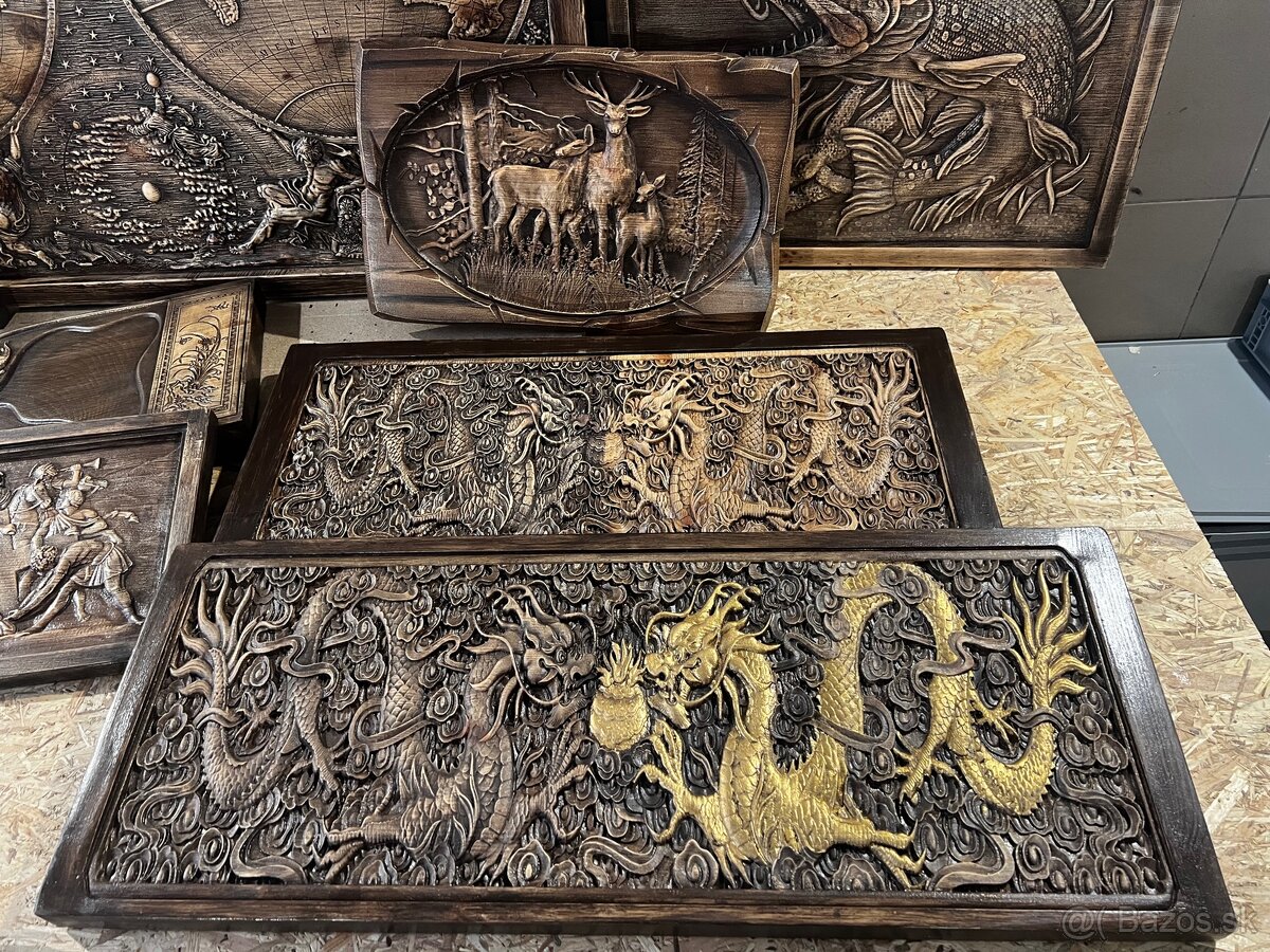 Drevený obraz – Zlatý drak - 5