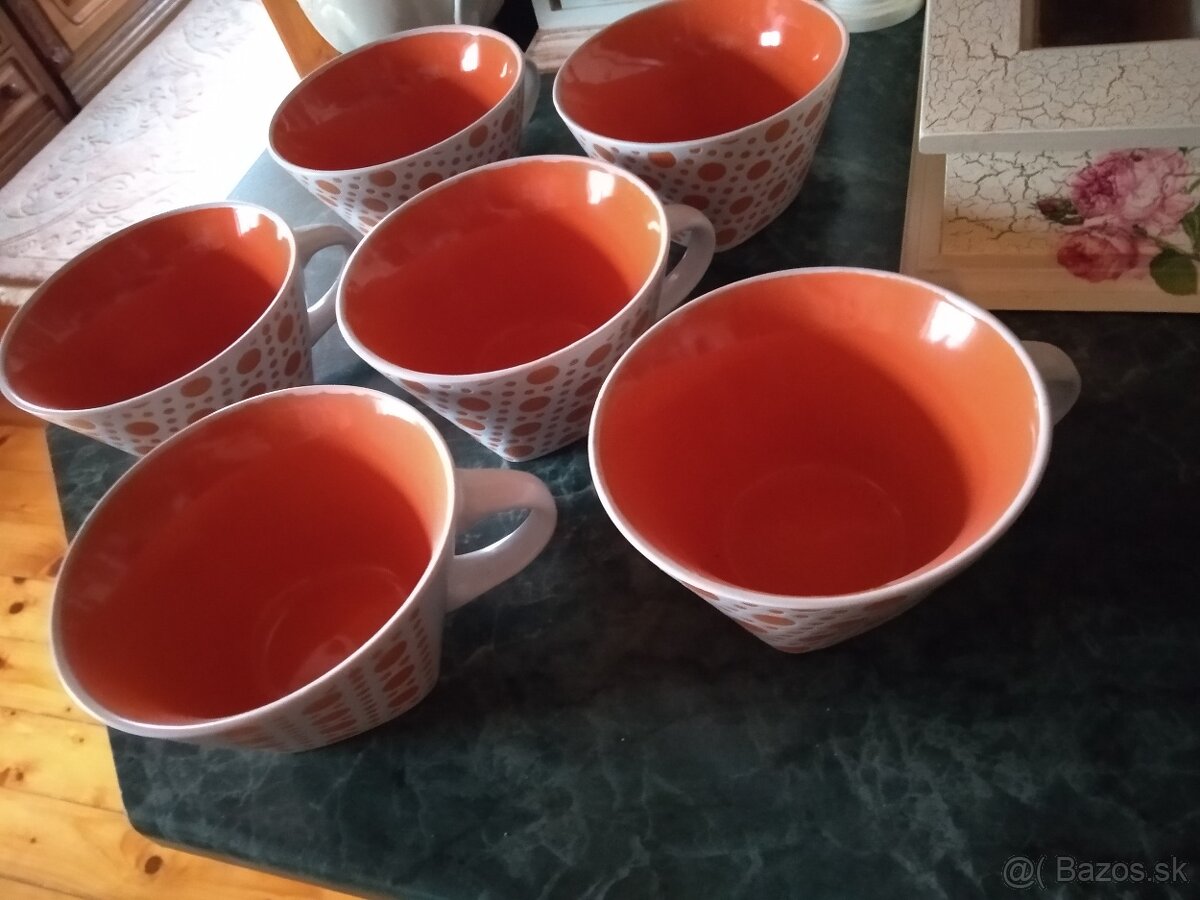 šálky oranžová bodka - 5