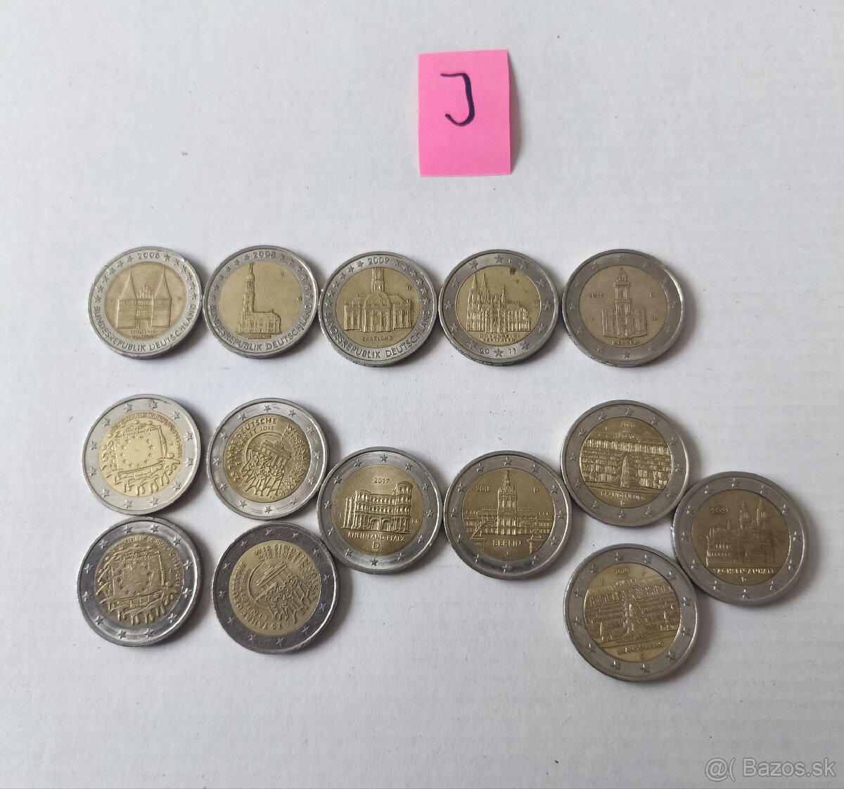 2 € pamätné mince z obehu Nemecko A,D,F,G,J - 5