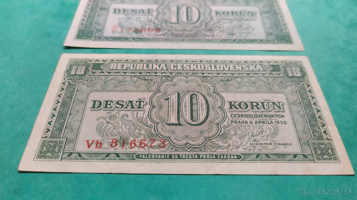 10 Kčs 1945 a 1950 - 5