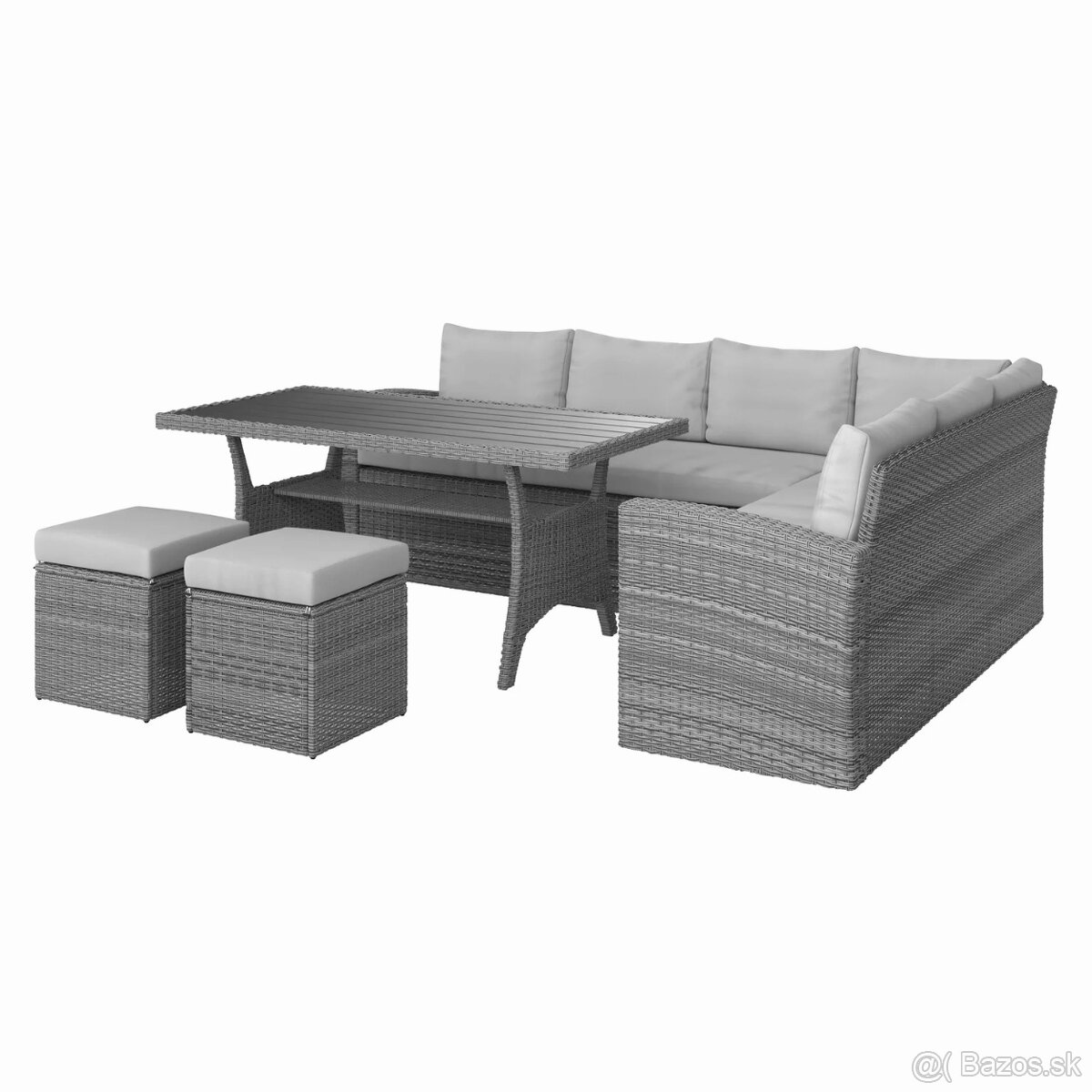 NOVÝ RATANOVÝ ROHOVÝ SET DO ZÁHRADY KOMPLET STOL + TABURETY - 5