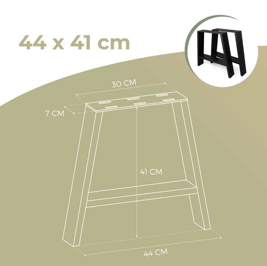 Stolové kovové podnože čierne 2 ks, 30/44×41 cm - 5