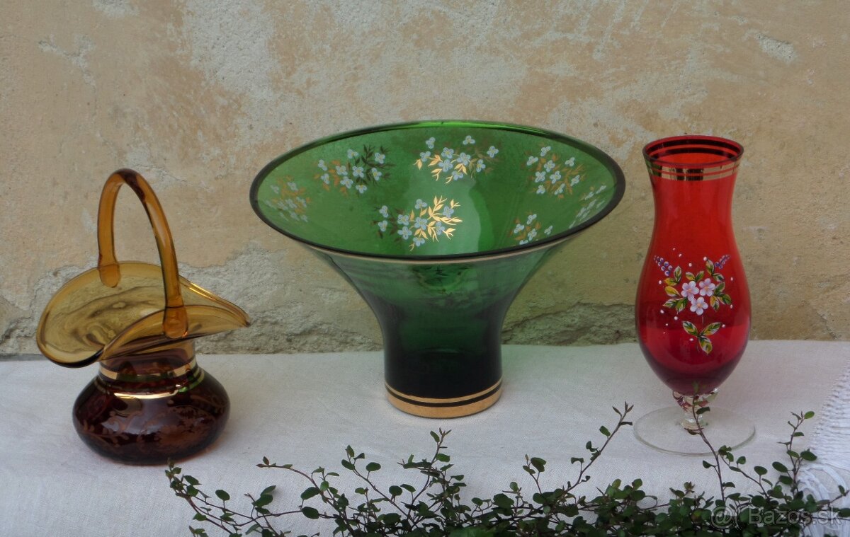 Misa, vázy, košík zn.Bohémia - 5