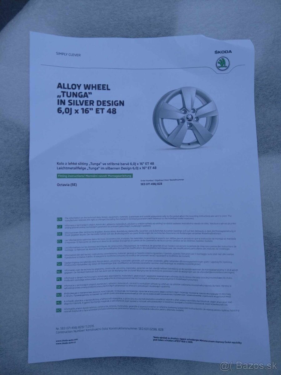 16" alu originál ŠKODA + zimné CONTINENTAL DOT 2525.. - 5