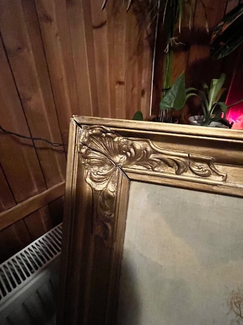 Velmi stary malovany obraz v nadhernom rame - - 5