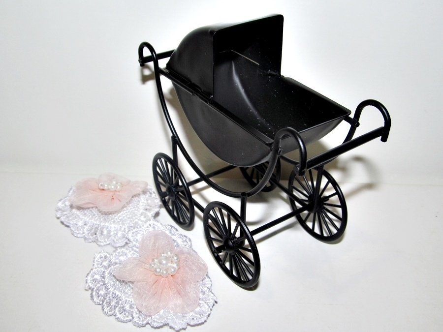 Mini kočárek pro malé panenky,viktoriánský styl. - 5