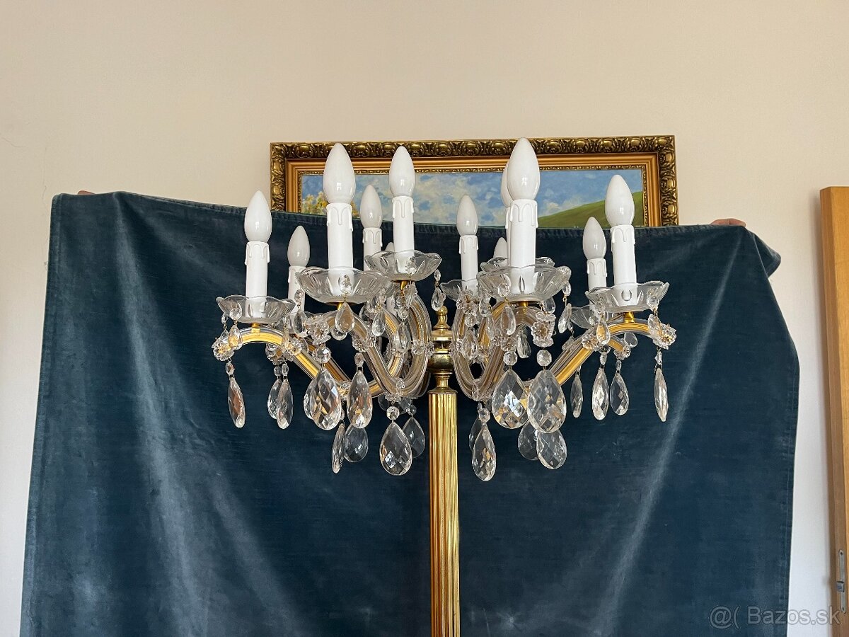 Stojaca lampa - mosadz, krištáľ - 5