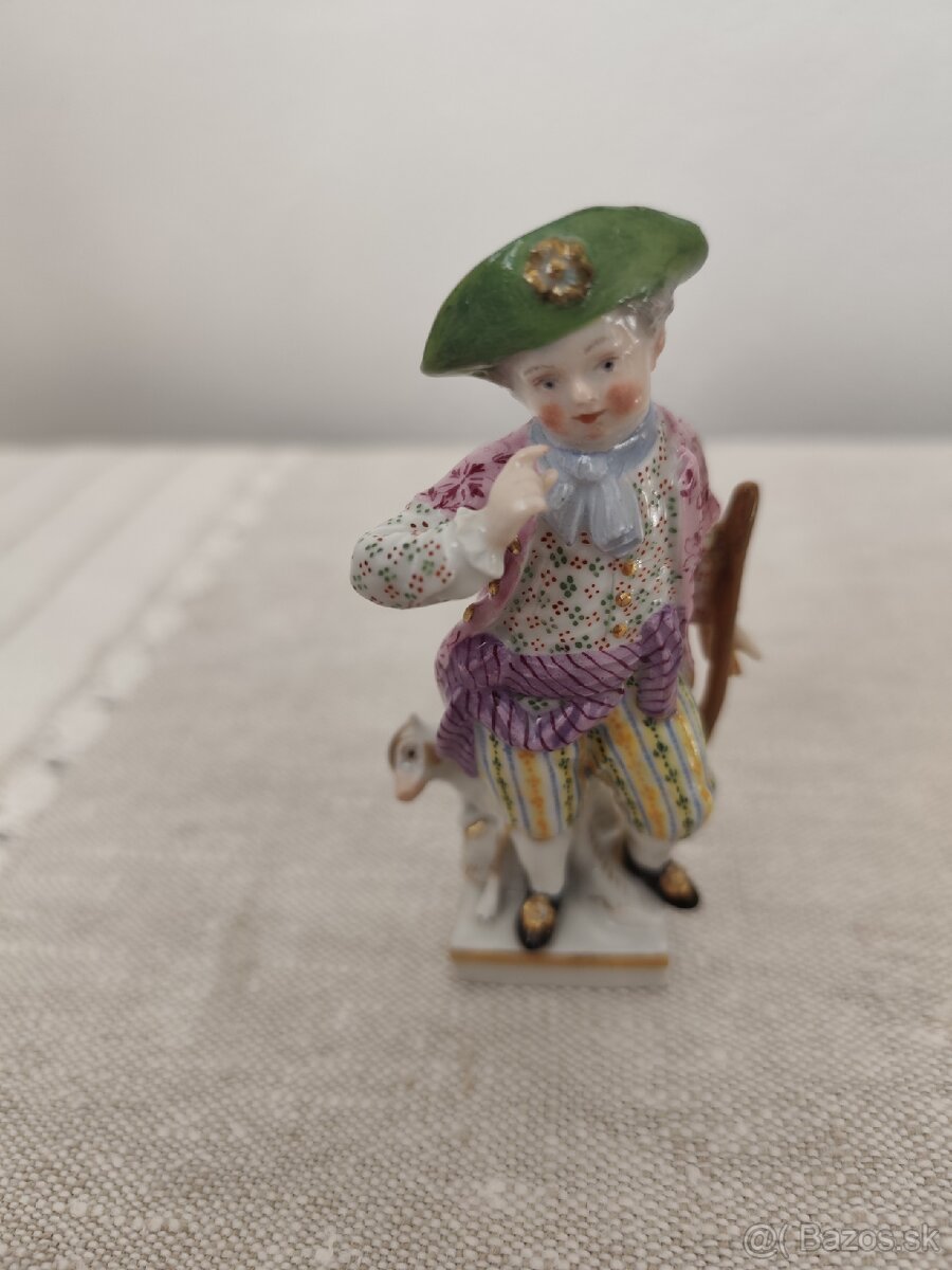 Meissen míšeň chlapec s palicou porcelánová soška - 5