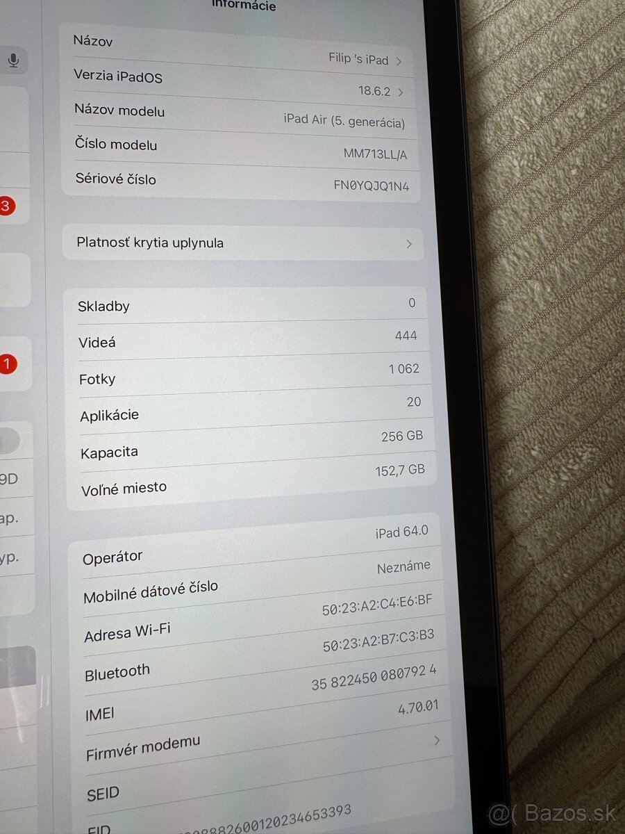 Predám Ipad Air 11" generácie 5 256GB Cellular - 5