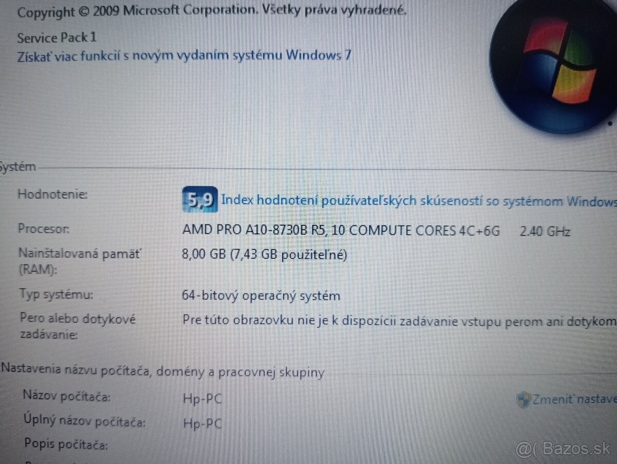 HP elitebook 725 G4 ,AMD A10 quad core , 8gb ram ,Windows 7 - 5