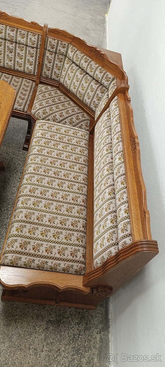 Rustikální jídelní kout, rohová lavice, stůl, křesla, židle - 5